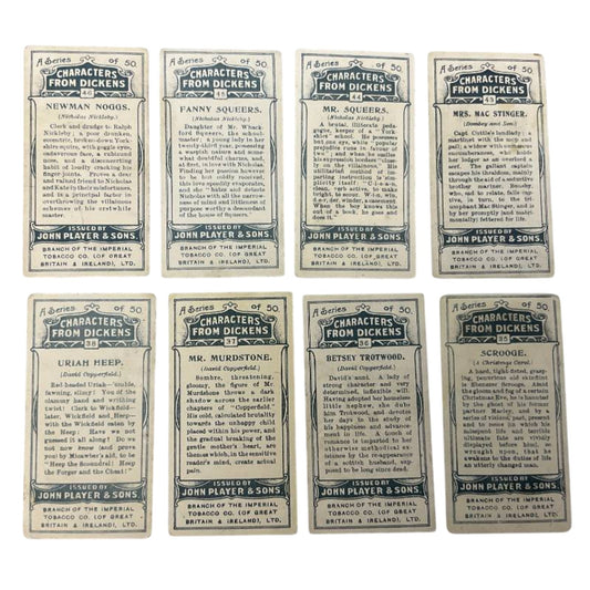 1912 Player's Cigarettes Dickens Characters Tobacco Cards Lot of 8
