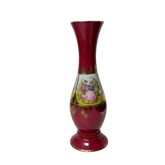 Vintage Schlottenhof Bavarian Porcelain Vase with Fragonard Courting Scenes c. 1924-1945