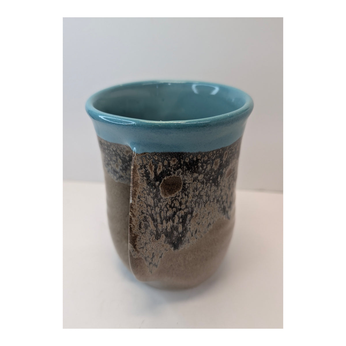 Signed Neher Studio Pottery Hand Warmer Mug 2019 Turquoise