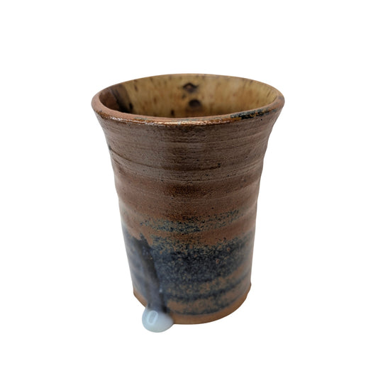 Signed AT 2017 Studio Art Pottery Tumbler Wabi Sabi Rustic Stoneware Cup