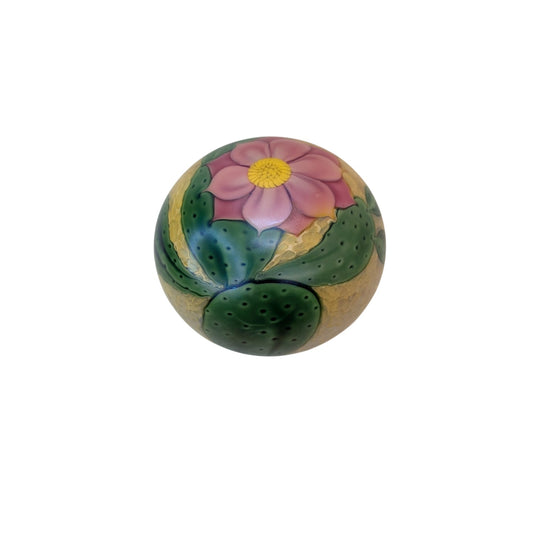 Vintage Lamponi Mexico Art Glass Paperweight Cactus Flower Orb