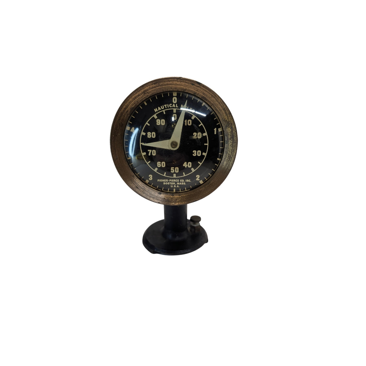 WWII Era Fisher-Pierce Brass Nautical Taffrail Log Gauge, Boston MA