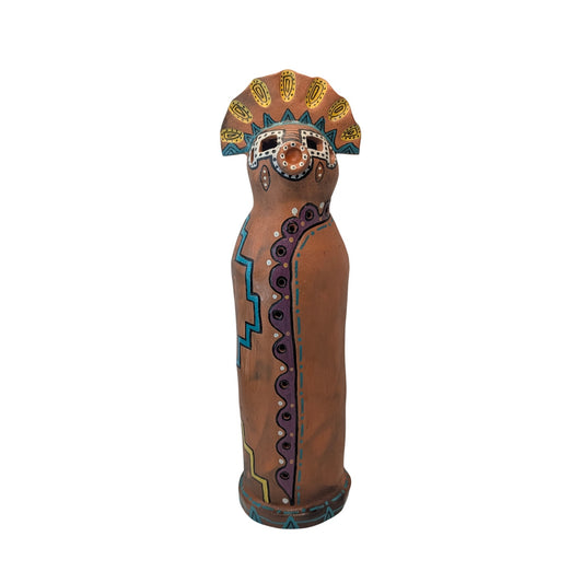 Vintage Signed Studio Pottery Terracotta Figure Southwestern Tribal Art Sculpture 13"
