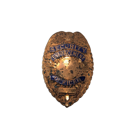 Vintage Security Enforcement Officer Badge Mid-Century Copper Tone Enamel Shield