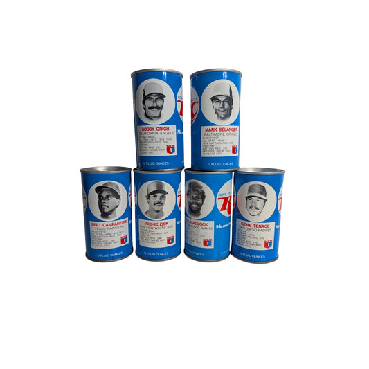 Vintage 1970s RC Cola MLB All-Star Baseball Cans, Set of 6