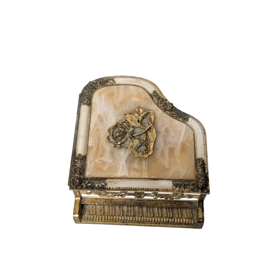 Vintage Grand Piano Music Box Ormolu & Alabaster Style 1980s Lara's Theme