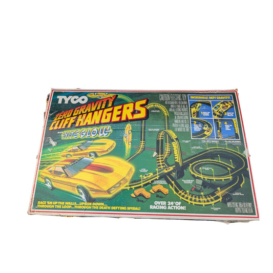 Vintage 1991 Tyco Zero Gravity Cliff Hangers Nite-Glow Slot Car Race Set