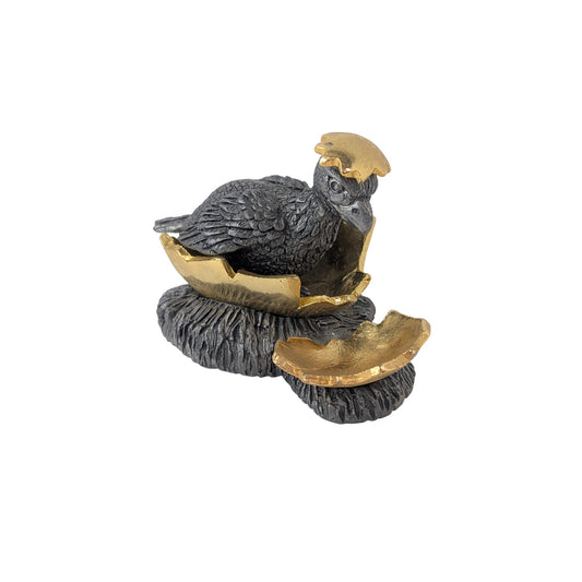 Vintage 1985 Ricker Pewter Hatching Eagle Sculpture, Gold Plated LE