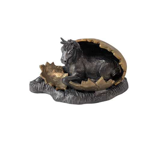 Limited Edition Ricker Pewter Unicorn Egg Sculpture 1985