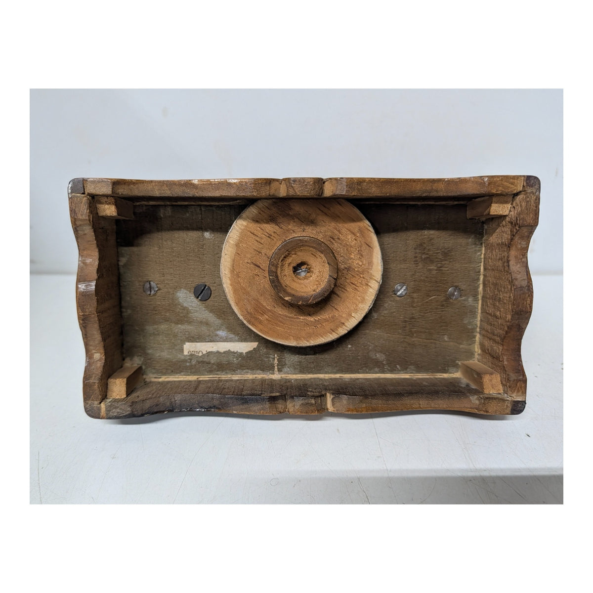 Antique Marquetry Inlaid Wood Perpetual Desk Calendar, Victorian Folk Art