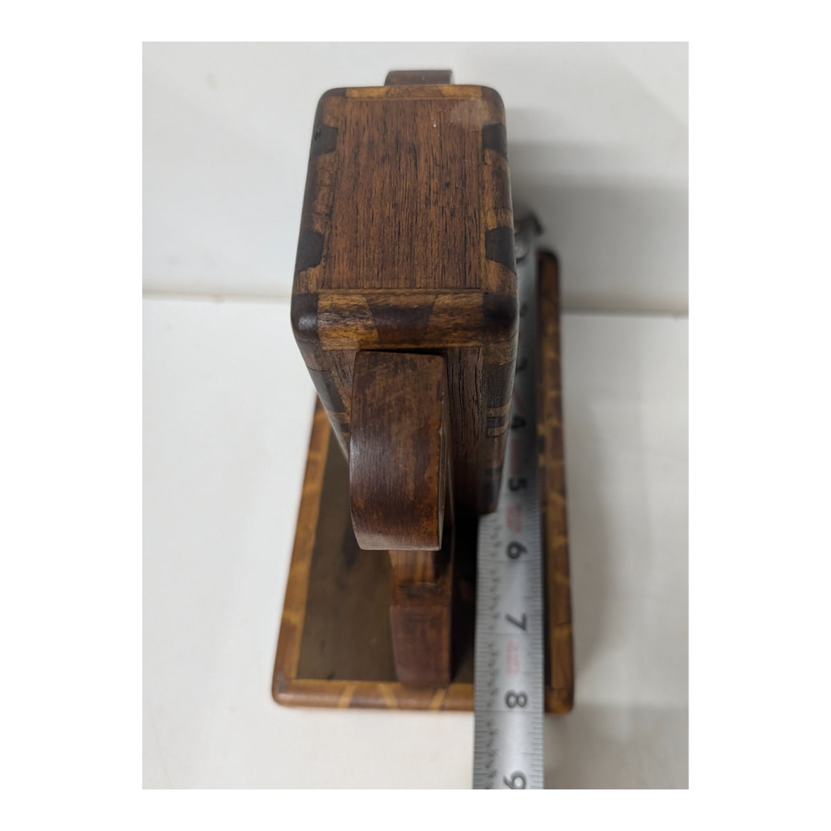 Antique Marquetry Inlaid Wood Perpetual Desk Calendar, Victorian Folk Art