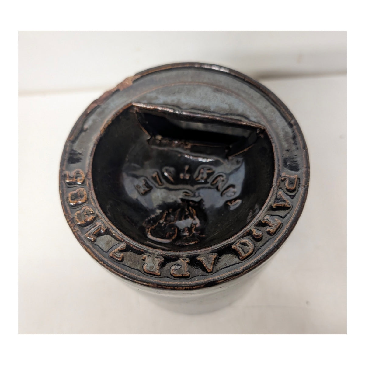 Antique 1885 Cock of the Walk Patent Stoneware Match Striker