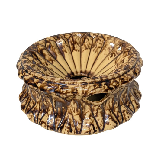 Antique Rockingham Glaze Flower Frog Ring Art Pottery Planter c. 1910