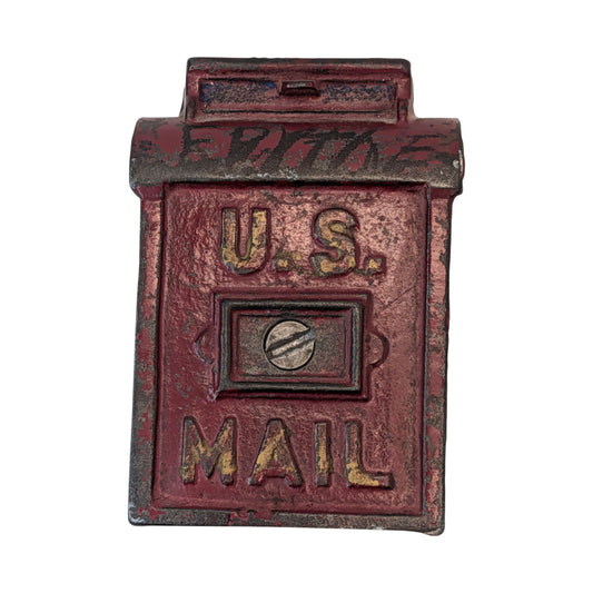 Antique U.S. Mail Cast Iron Mailbox Still Bank c. 1930s Americana
