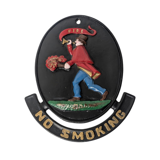 Vintage Virginia Metalcrafters Cast Iron Fireman No Smoking Sign