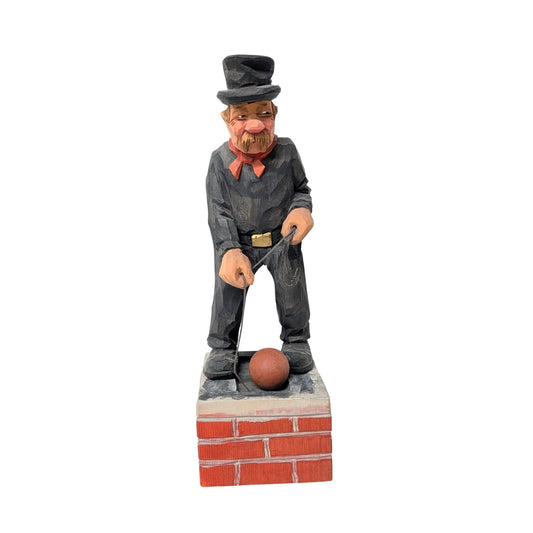 Vintage 1976 C.O. Trygg Swedish Folk Art Wood Carving Chimney Sweep Figurine
