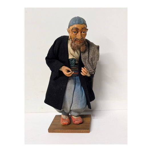 Vintage Folk Art Character Doll Hand-Painted Composition Sculpture