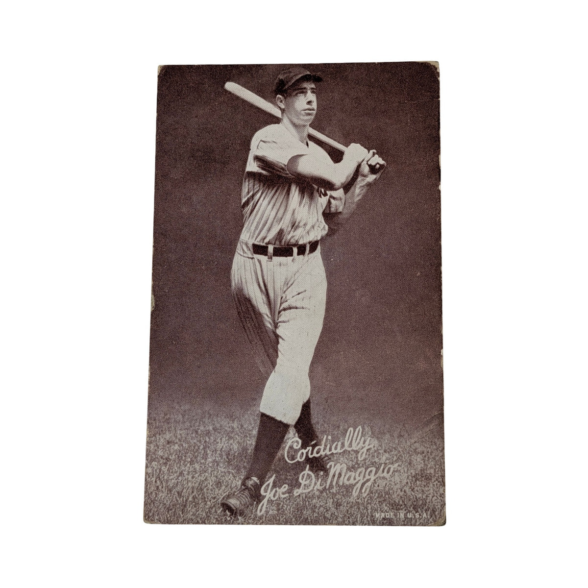1939-46 Joe DiMaggio HOF Salutation Era Exhibit Arcade Baseball Card