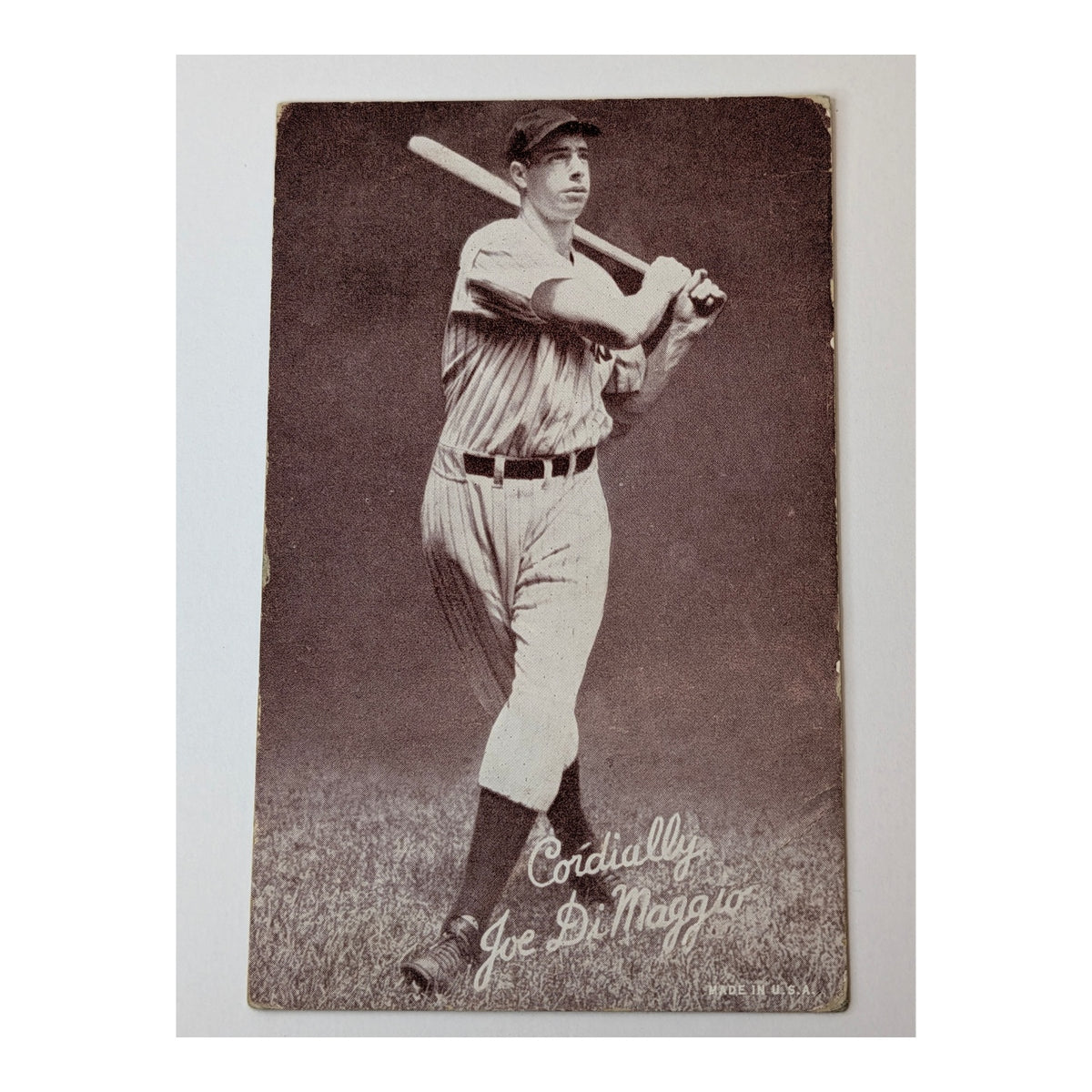 1939-46 Joe DiMaggio HOF Salutation Era Exhibit Arcade Baseball Card