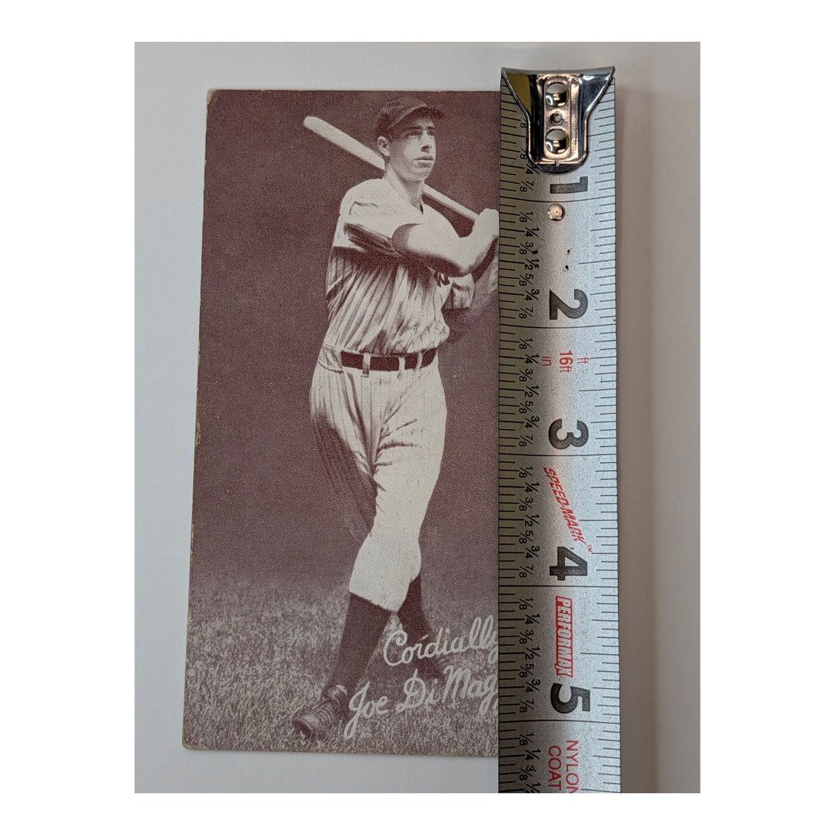 1939-46 Joe DiMaggio HOF Salutation Era Exhibit Arcade Baseball Card