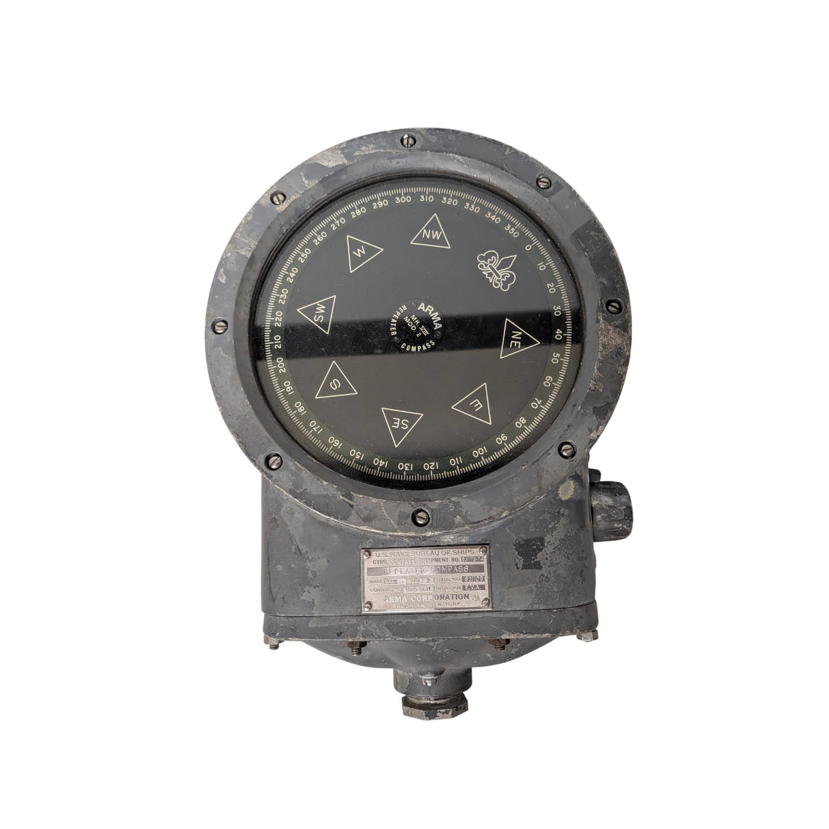 WWII US Navy Arma Repeater Compass MK XVIII, Authentic Nautical Industrial Decor