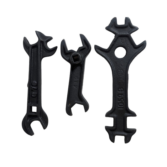 Vintage Cast Iron Buggy Wrench Set of 3 Sargent & Co. Farm Tools Industrial